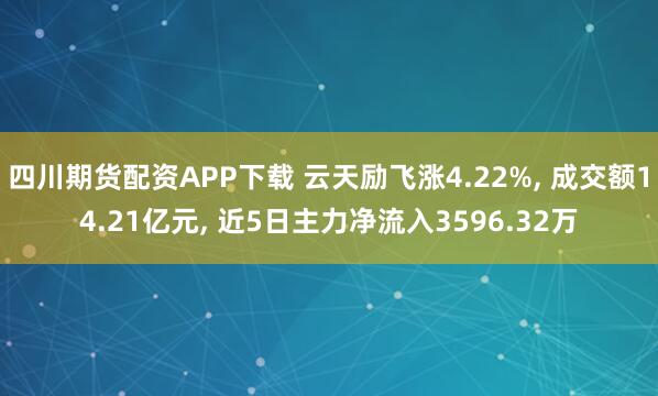 四川期货配资APP下载 云天励飞涨4.22%, 成交额14.21亿元, 近5日主力净流入3596.32万